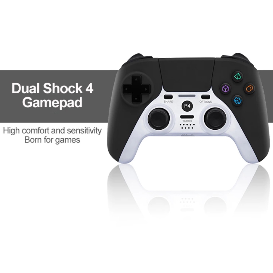 Tay Cầm Chơi Game Không Dây P4 Wireless Controller Cho PC / Laptop / PS3 / PS4 / Android / IOS / Dual Rung Mẫu Mới 2021