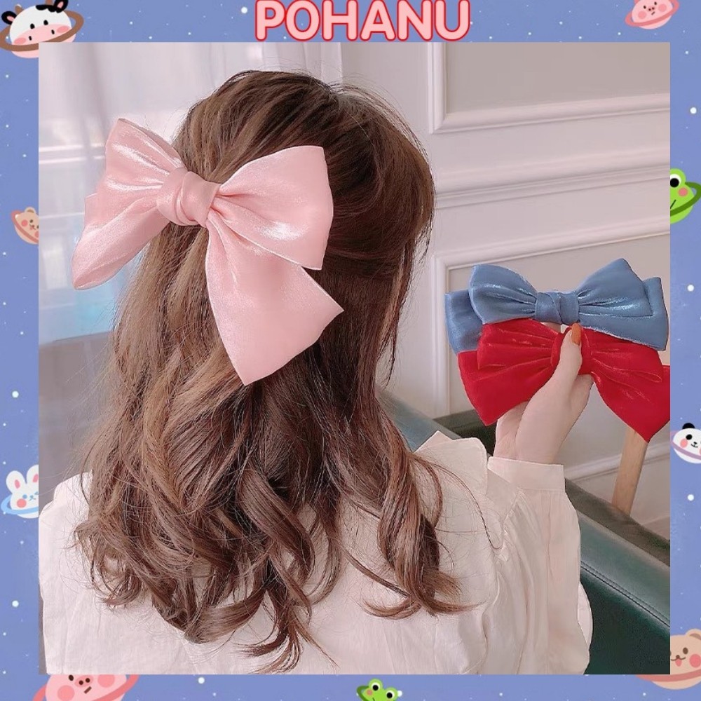 Kẹp tóc Pohanu nơ hồ điệp chất vải nhiều màu cực xinh cho nữ KT33