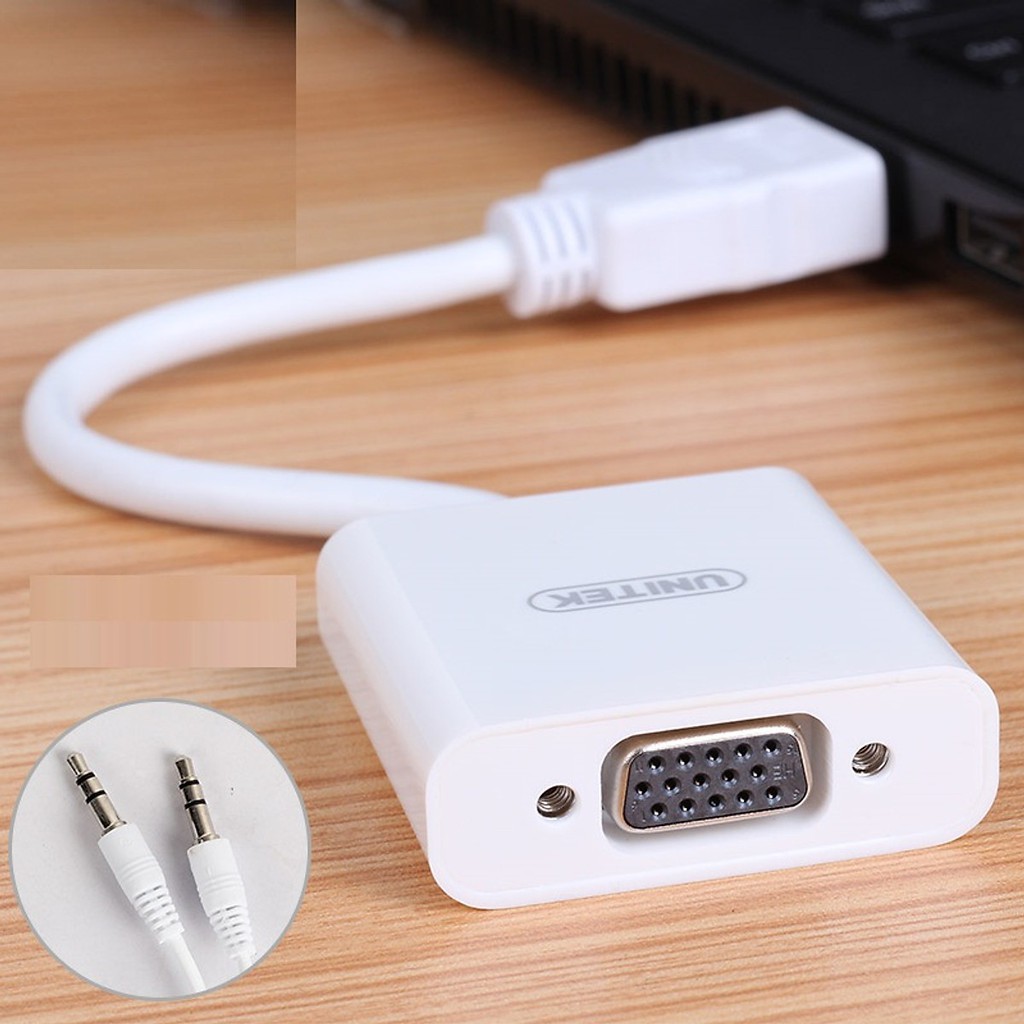 Cáp chuyển đổi HDMI sang VGA+Audio Unitek Y-6333WH - Hàng Chính Hãng