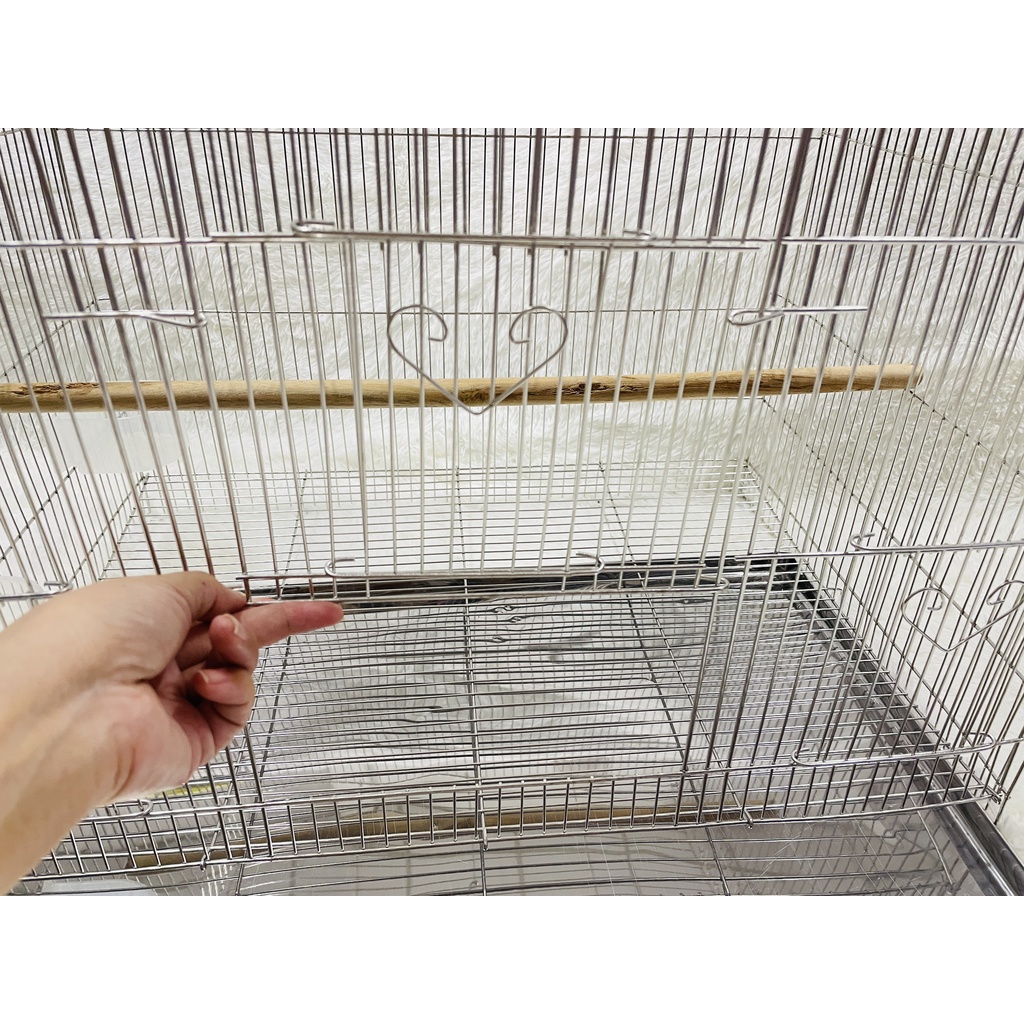 🦜🦜Lồng Cở Lớn nuôi Chim INOX Yểng-Yến Phụng-Vẹt-Sóc ( tặng 1 cầu đứng , 2 máng ăn , khay hứng phân)🦜🦜