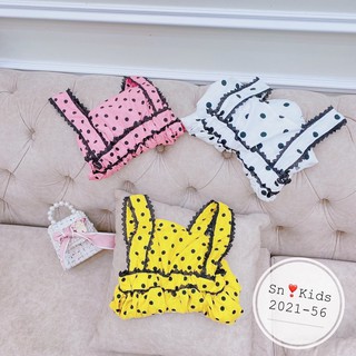 Váy chấm bi viền đen bé gái