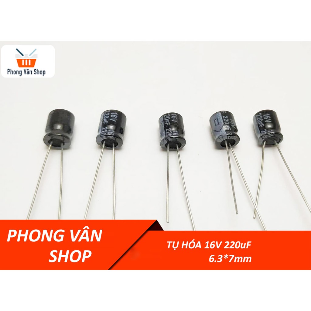 10 Tụ 16v 220uf - Tụ hóa 6.3x7mm