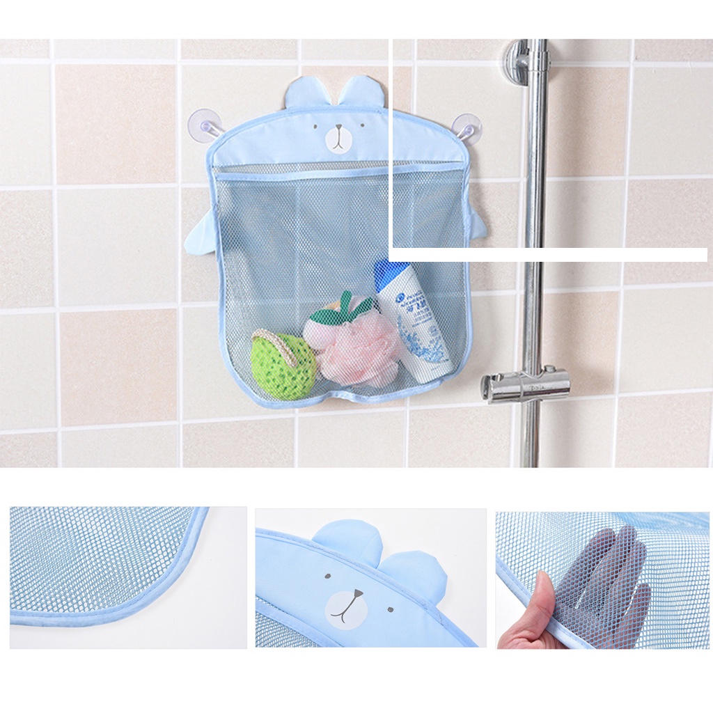 Túi treo đồ, Túi lưới lưu trữ đồ dùng nhà tắm Phong cách hoạt hình có giác hút để trong phòng tắm tiện lởi