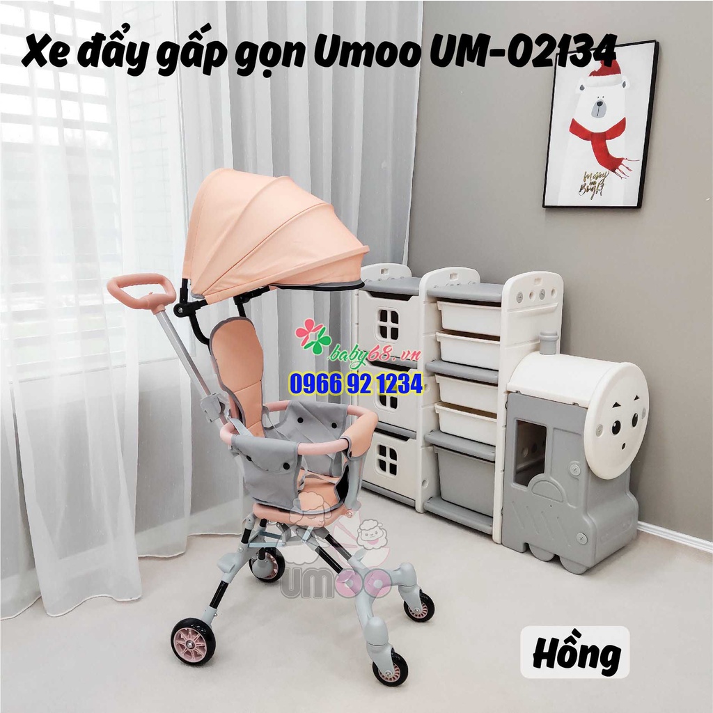 Xe Đẩy Umoo Du Lịch Gấp Gọn Xoay Chiều Cao Cấp Cho Bé UM-02134 Có mái che