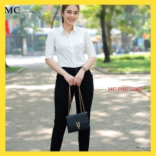 Áo Sơ Mi Trắng Nữ Kiểu Đẹp Công Sở Mc Fashion Tay Lỡ Lửng Đủ Size Chất Vải Silk Lụa Mịn Mát Không Nhăn A280