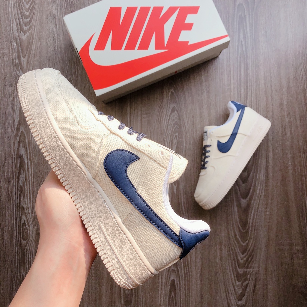 Giày sneaker AF1 BeigeDeep Blue full size nam nữ