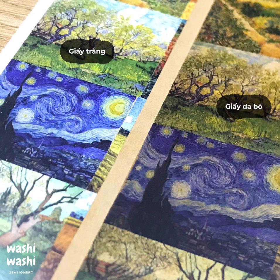 Bộ Sticker 50 Tranh nghệ thuật Van Gogh, Klimt, Monet, Matisse, Da Vinci, Hokusai Nổi Tiếng Trang Trí Bullet Journal