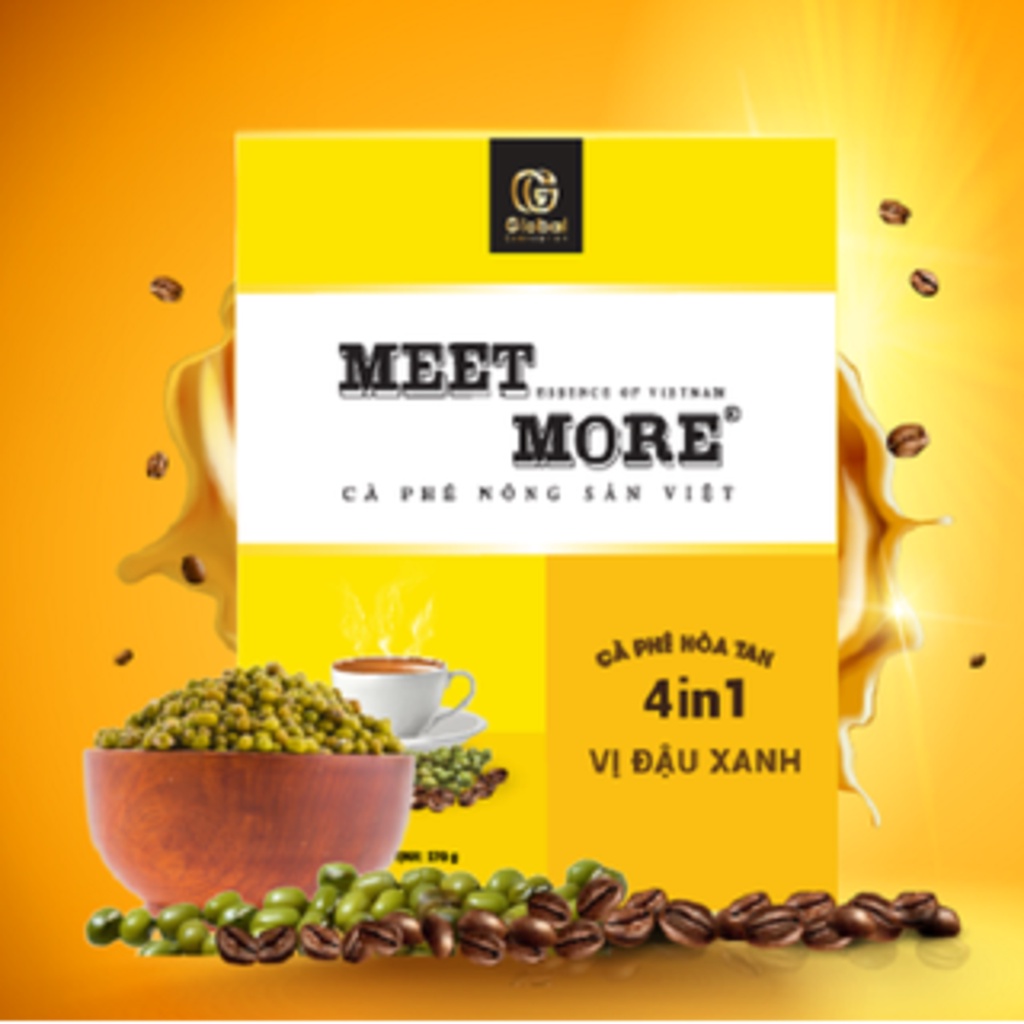 [Xả hàng] Cà Phê Hoà Tan Trái Cây Vị Đậu Xanh - Meet&amp;More | 270g - Hộp