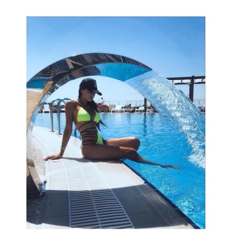 [BKN507] &lt;ÂU&gt; SET BIKINI ĐAN DÂY HÔNG HỒNG/XANH NEON (CẠP CAO)