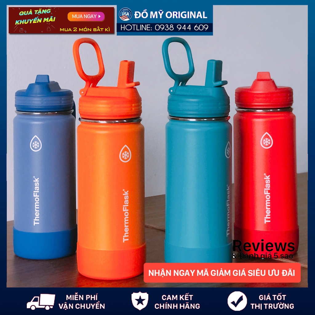 Bình giữ nhiệt Thermoflask Stainless Steel 474ml Hàng Nhập Mỹ Chất Liệu Thép Không Gỉ Giữ Nhiệt Lạnh 24h Nóng 12h