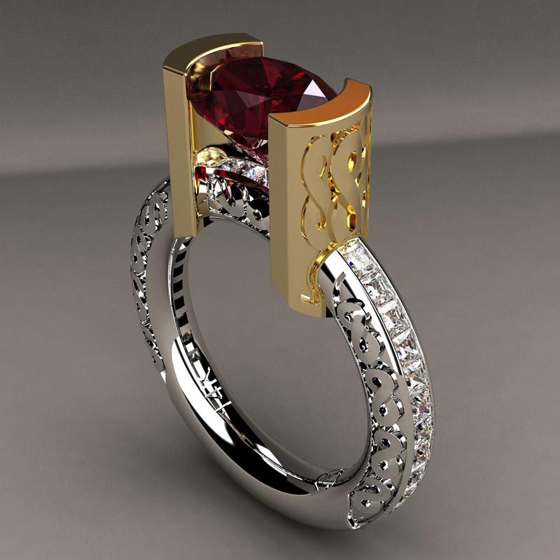 (Hàng Có Sẵn) Nhẫn Mạ Vàng 18k Đính Đá Ruby