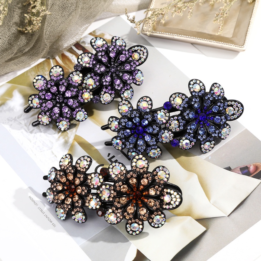 Kẹp tóc hình hoa đính kim cương giả thời trang cổ điển cho nữ
