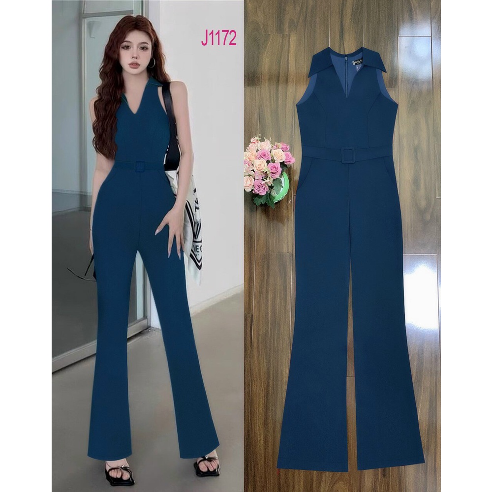 Jum dài ống loe cổ sơ mi dây kéo lưng kèm bell xinh xắn - JUM1172