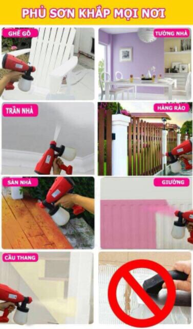 Súng phun sơn điện  bình nhựa có điều chỉnh