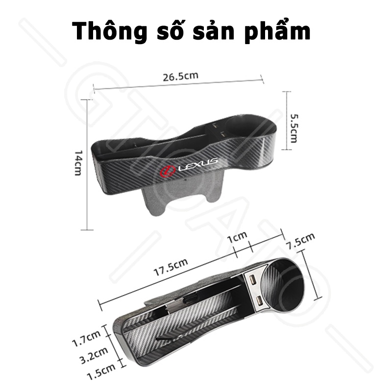 GTIOATO Khay Để Đồ Khe Ghế Ô Tô Khay ĐựNg Đồ Ô Tô Khay Đựng Đồ Khe Ghế Ô Tô Sợi Carbon Đồ Đa Năng Cắm Khe Ghế Ô Tô Khay Đựng Đồ Đa Năng Cắm Khe Ghế Xe Cho Lexus NX RX300 GS350 RX330 UX RX350 IS300 IS ES200 ES300H ES LS460 RX270 IS250 UX200 GS 570