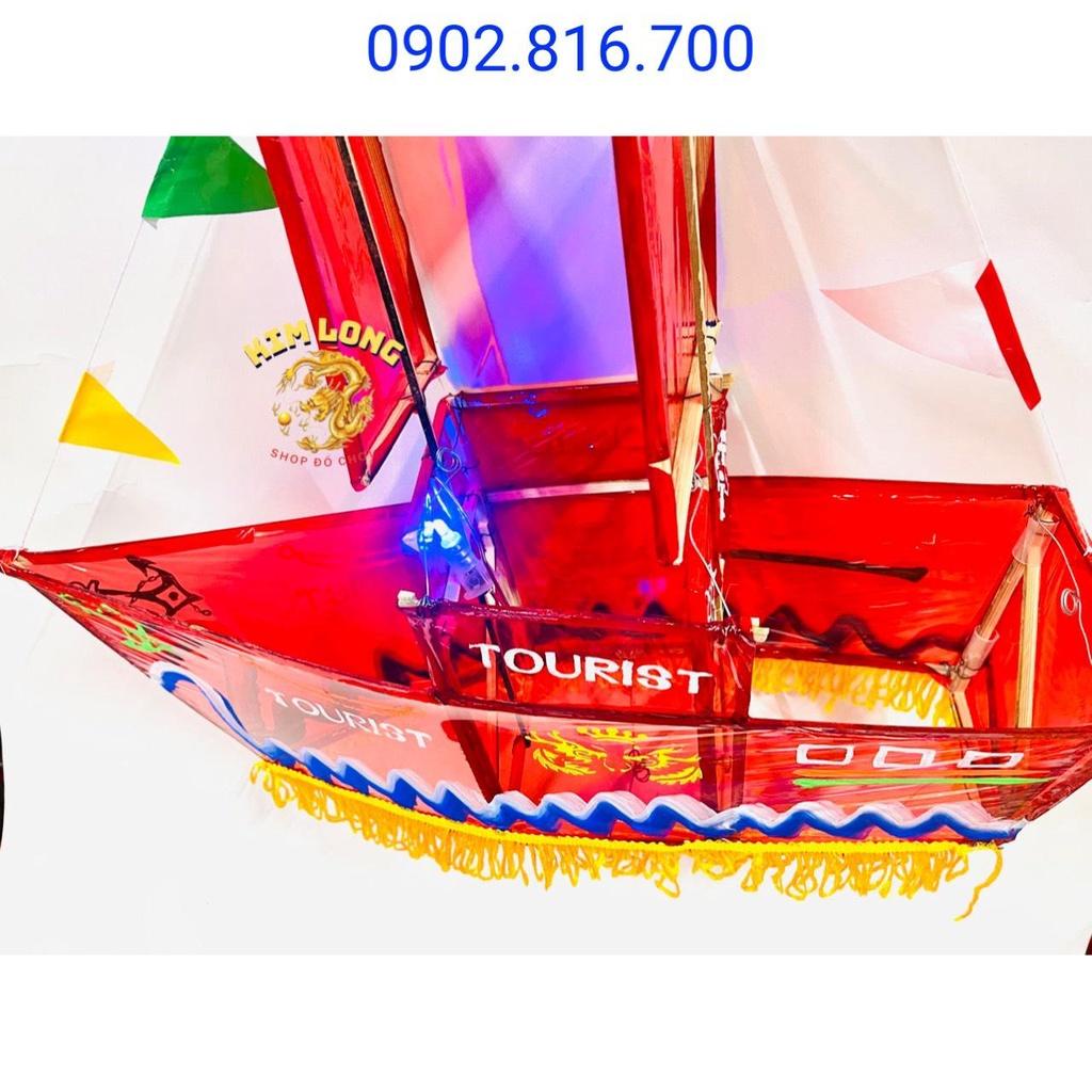 Đồ chơi lồng đèn trung thu truyền thống - Lồng đèn kiếng hình CHIẾC THUYỀN tặng 5 đèn cầy