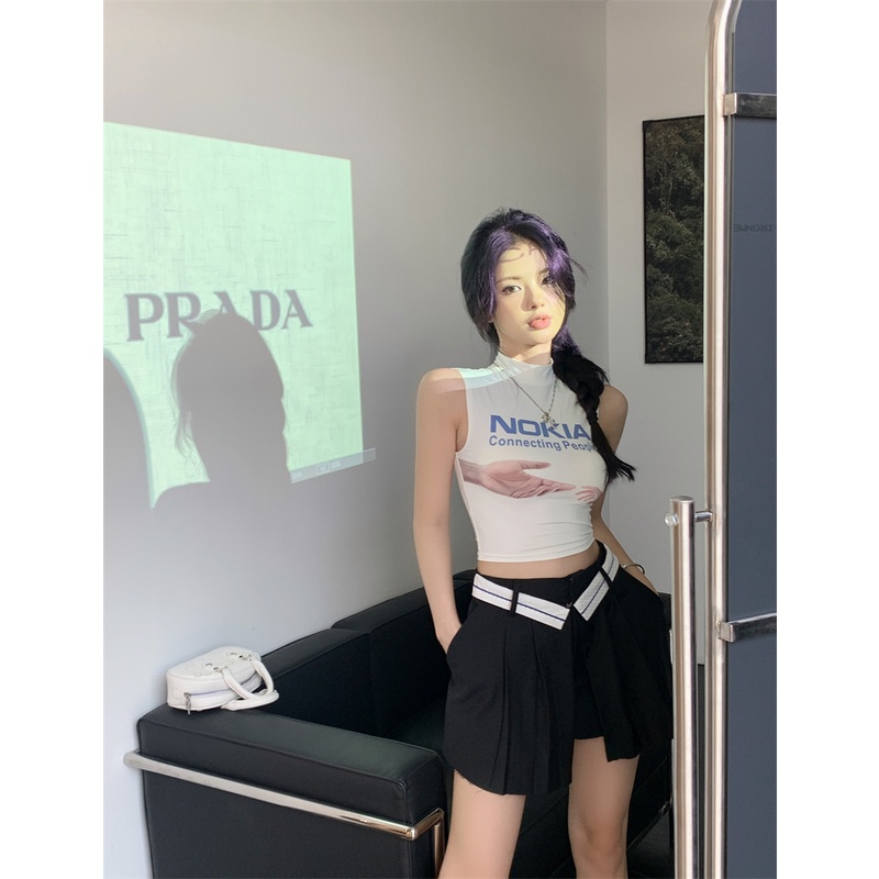 Áo Croptop Sát Nách Dáng Ôm In Họa Tiết Vui Nhộn Thời Trang Cho Nữ