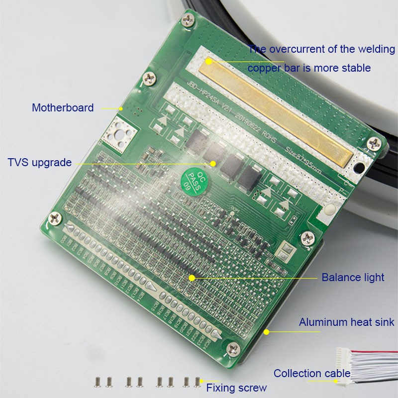 Bảng Mạch Bảo Vệ Pin Lithium 24s 30a 72v Lifepo4 84v Kèm Phụ Kiện