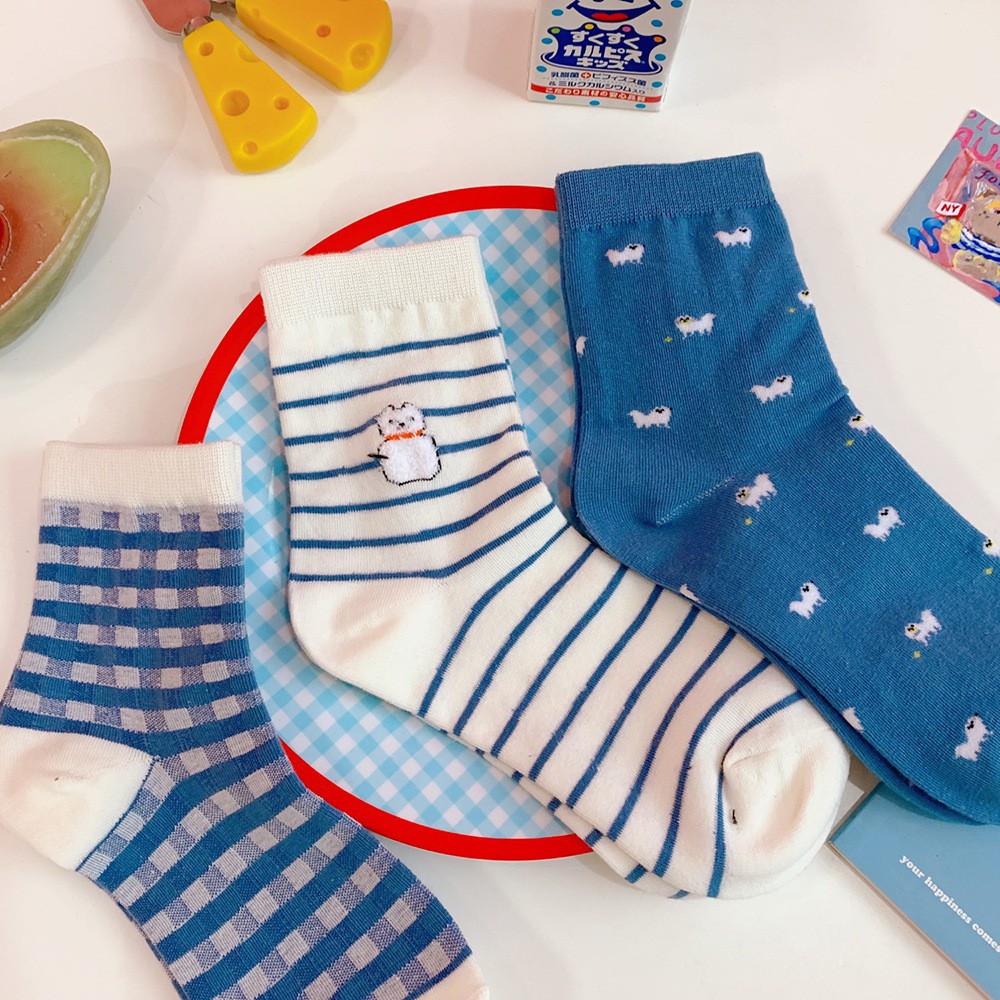 Vớ/Tất cổ cao tone xanh - blue xinh xắn