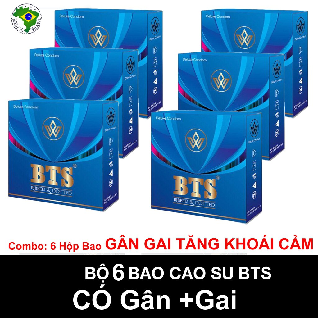 Bộ 6h Bao cao su BTS Có Gân và Gai Hộp 3 chiếc BCS trợ giá từ siêu thị Durex BTS