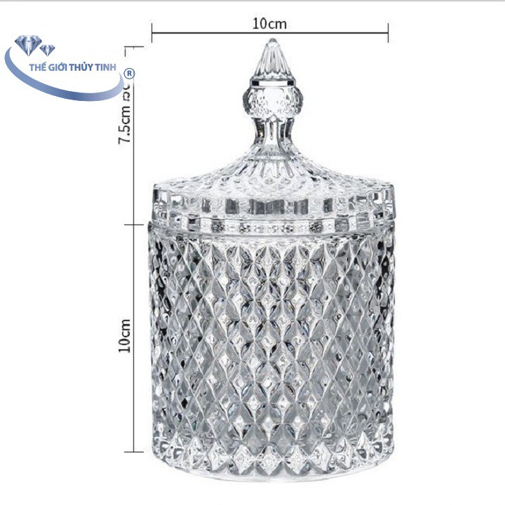 Thố Mứt Thủy Tinh Pha Lê Họa Tiết Kim Cương DELI DSTG1030