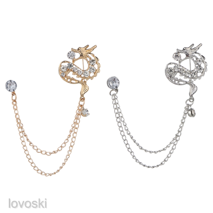 Ghim Cài Áo Hình Rồng Đính Pha Lê Thời Trang Cho Nam