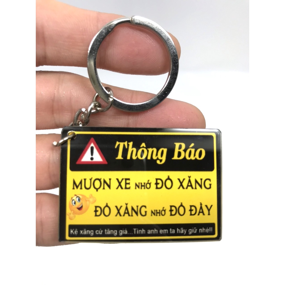 MÓC KHÓA SỐ XE, THÔNG BÁO #mượn xe nhớ đổ xăng, CHẤT LIỆU MICA 2MM TRONG SUỐT , IN theo yêu cầu tùy thich