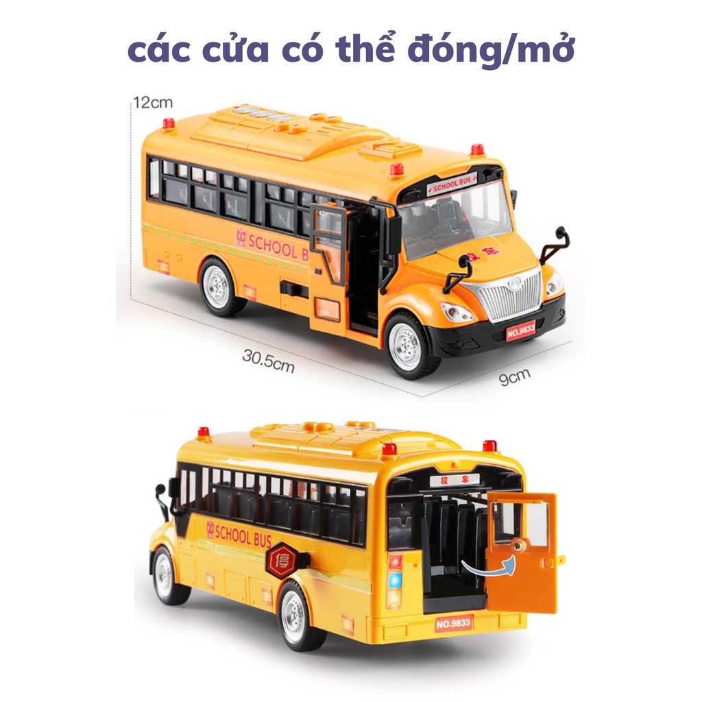 Đồ Chơi Ô Tô Mô Hình Xe Buýt Bus Cho Trẻ Em Mở Các Cửa, Có Đèn, Âm Thanh Và Hành Khách-Đồ Chơi Cho Bé Thỏa Sức Sáng Tạo