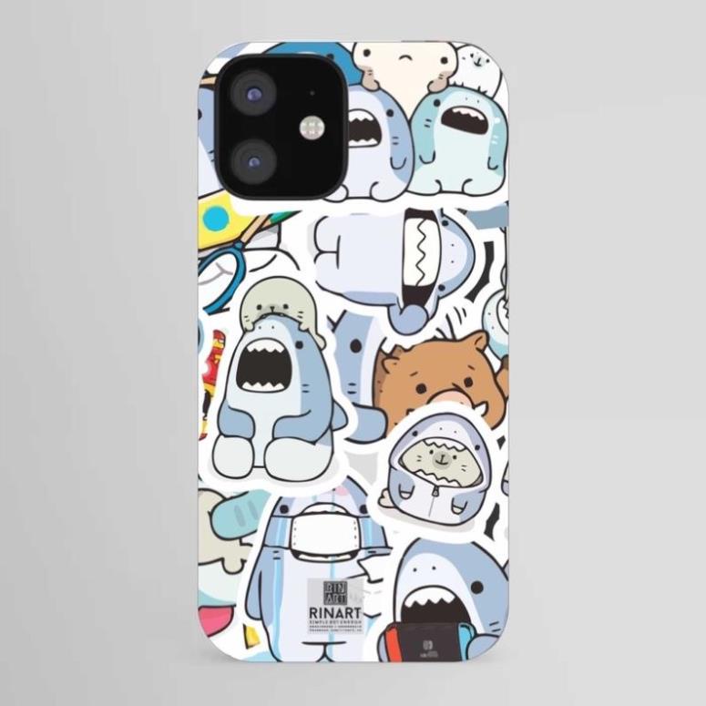 SET 100 STICKER CÁ MẬP NHẬT BẢN SIÊU DỄ THƯƠNG DÁN TRANG TRÍ ĐIỆN THOẠI LAPTOP VALI MŨ BẢO HIỂM XE MÁY TỦ KỆ,...