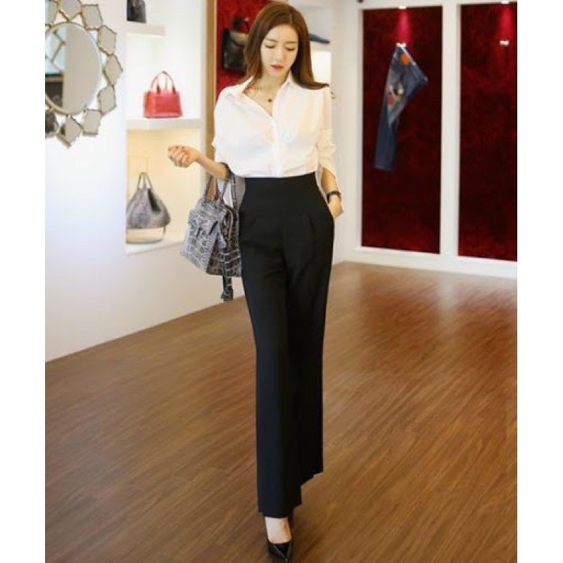 Quần ống rộng from dài cạp cao (chất vải cát) | BigBuy360 - bigbuy360.vn