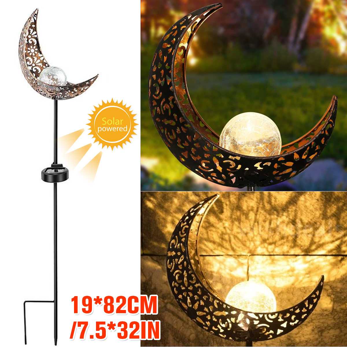 Waterproof Hollow Out Moon LED Garden Solar Lights LED Lantern Hanging Outdoor Solar Lamp Flame Effect Solar Decorative