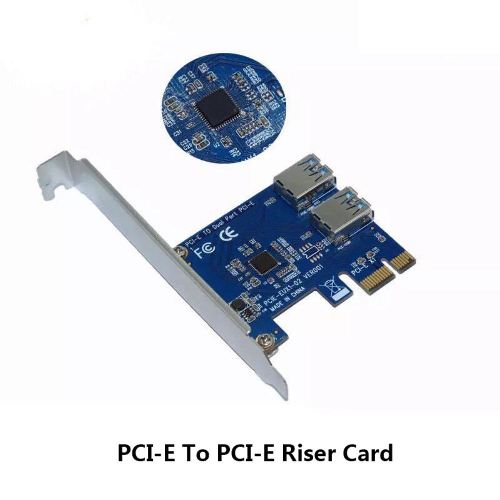 【Ready stock】 2 USB3.0 interface PCI-E 1 to 2 PCI Express 16X Slot External Riser Card Adapter Board PCIe Port Multiplier Card for Bitcoin Mining Machine zoomstore