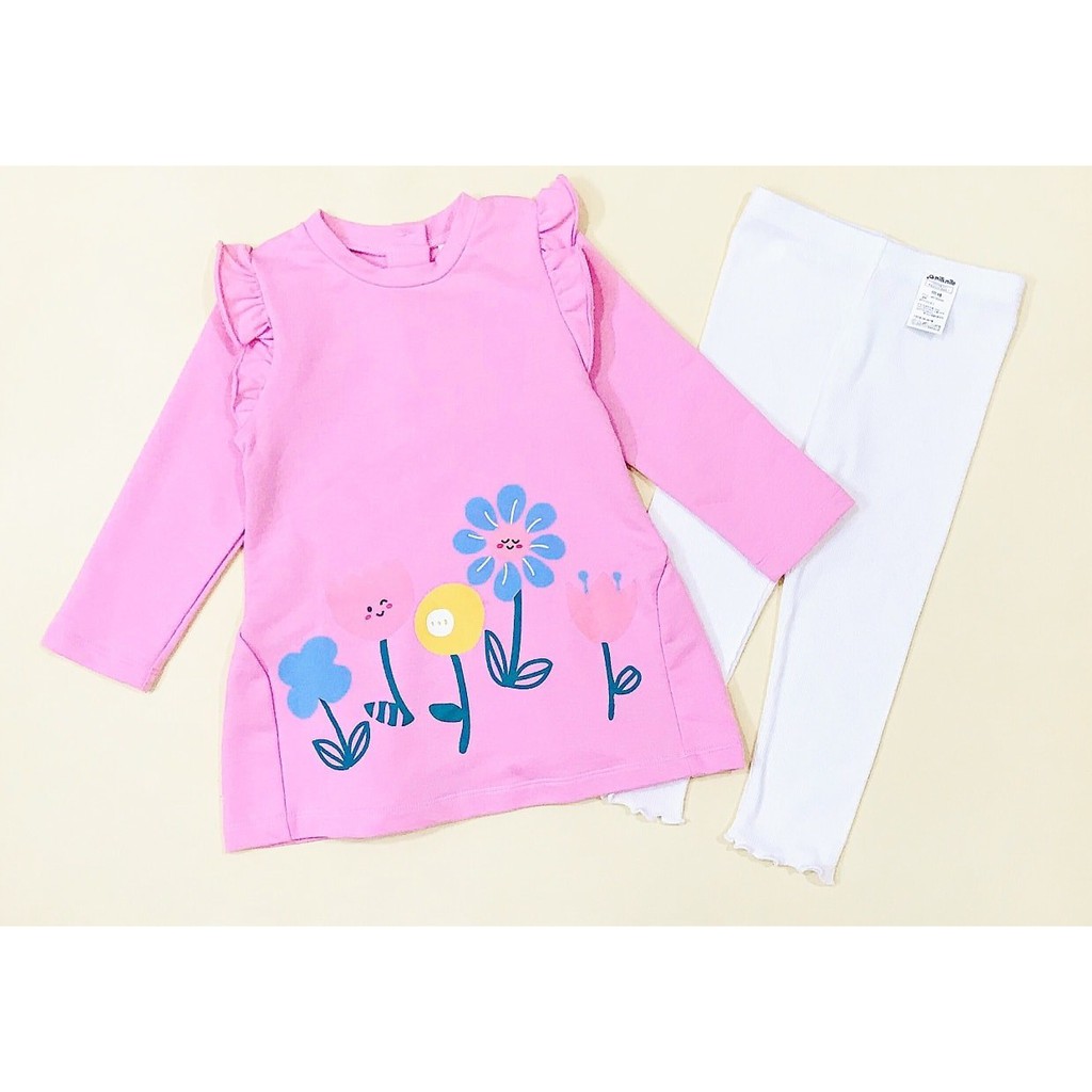 Set váy hoa vai bèo + legging 2 màu