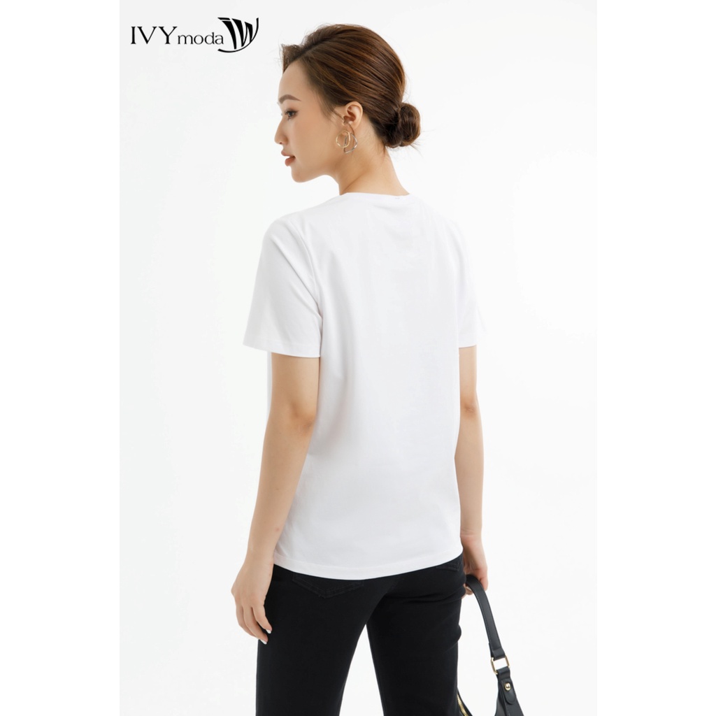 Áo thun nữ đính hoa nổi IVY moda MS 57M7470