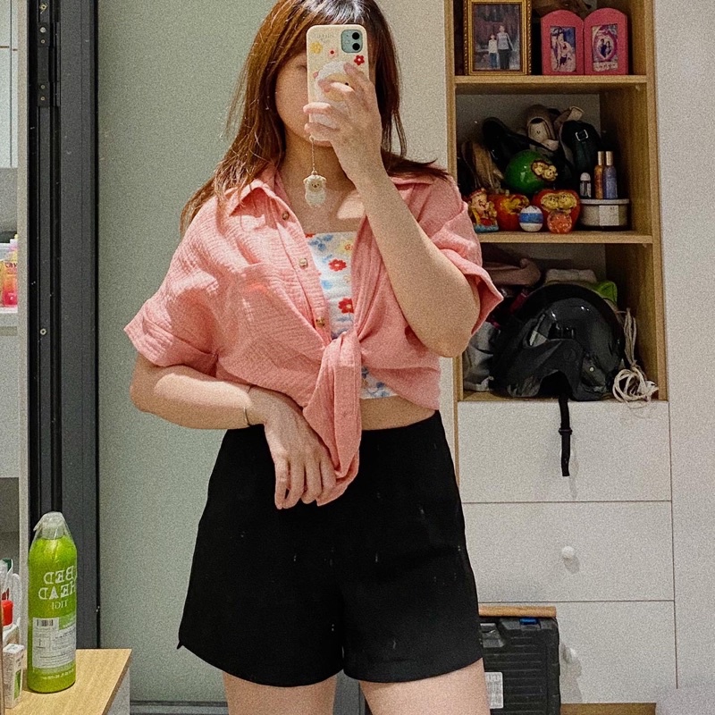 Áo sơmi tay cánh dơi form oversize