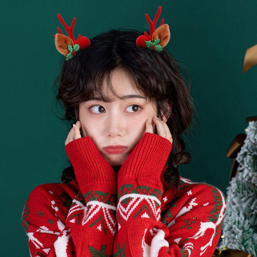 1 Cặp Kẹp Tóc Trang Trí Giáng Sinh Bằng Resin Hình Ông Già Noel