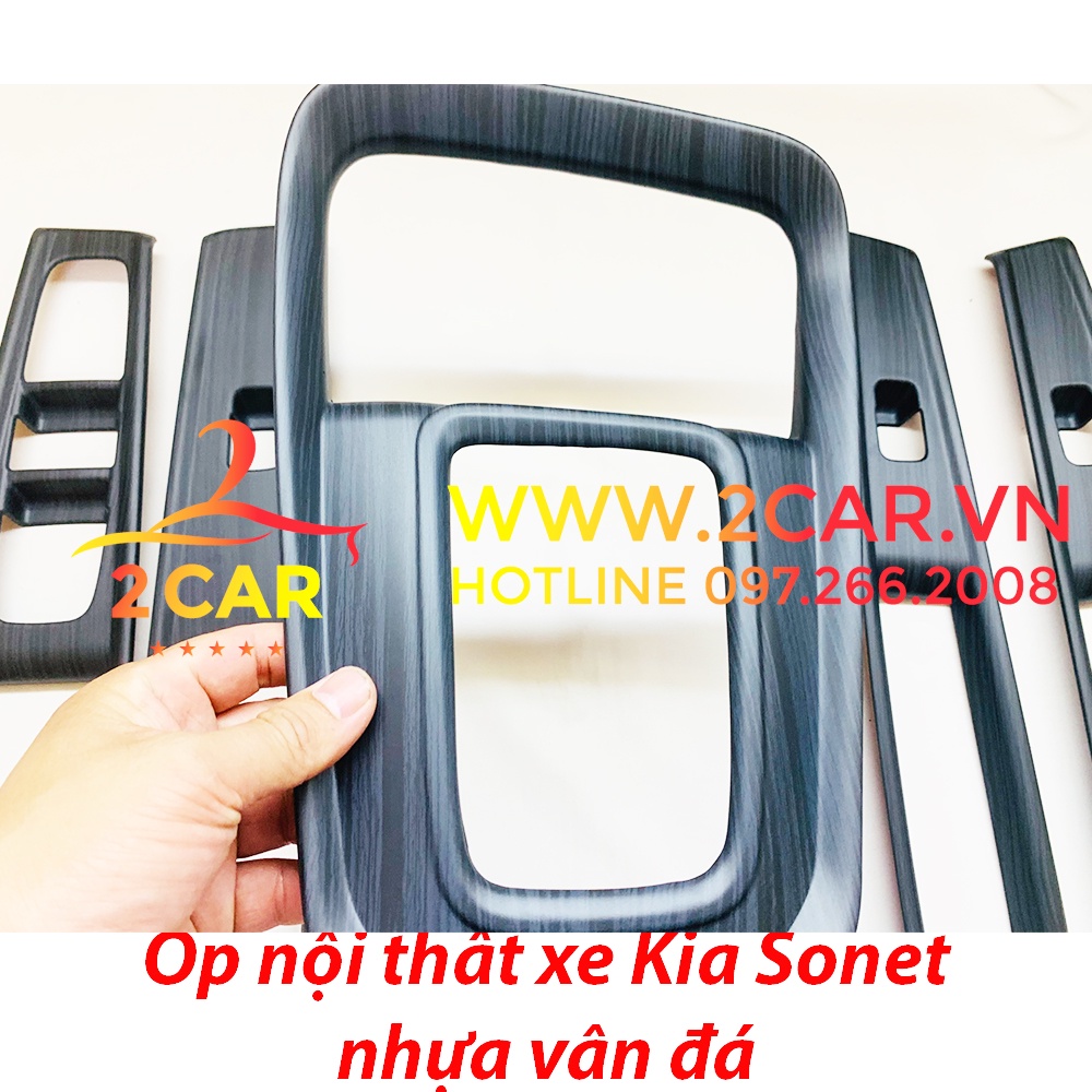 Ốp trang trí nội thất xe Kia SONET 2022 2023 Hàng nhựa ABS vân Đá cao cấp