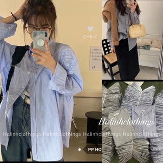 Áo sơ mi dài tay kẻ sọc form rộng chất thô mềm