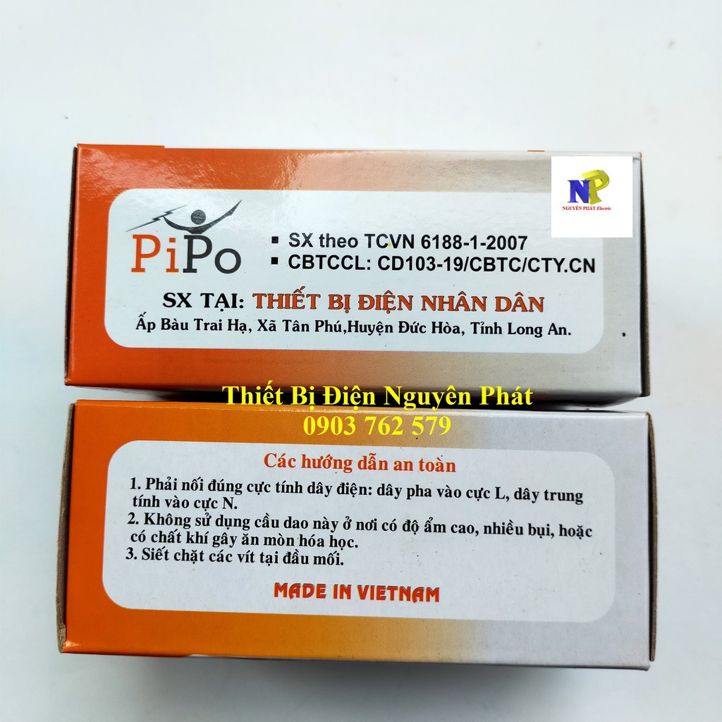 [PIPO] Cầu Dao An Toàn (Aptomat) CB cóc 15A,20A,30A,40A loại Có Hộp Nhựa