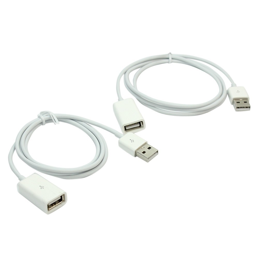 Set 2 dây cáp USB 2.0 nối dài màu trắng 1m cho laptop máy tính