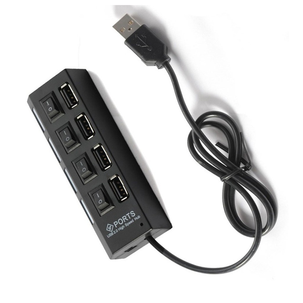 Cổng chia USB 4 cổng - Màu đen - Có công tắc - Bảo hành 6 tháng