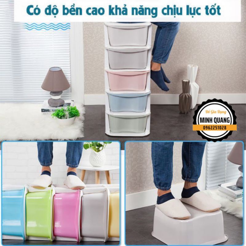 Tủ Nhựa Đa Sắc Màu 5 Tầng Việt Nhật, Tủ Đựng Quần Áo, Đồ Chơi Cho Bé Có Bánh Xe Di Chuyển