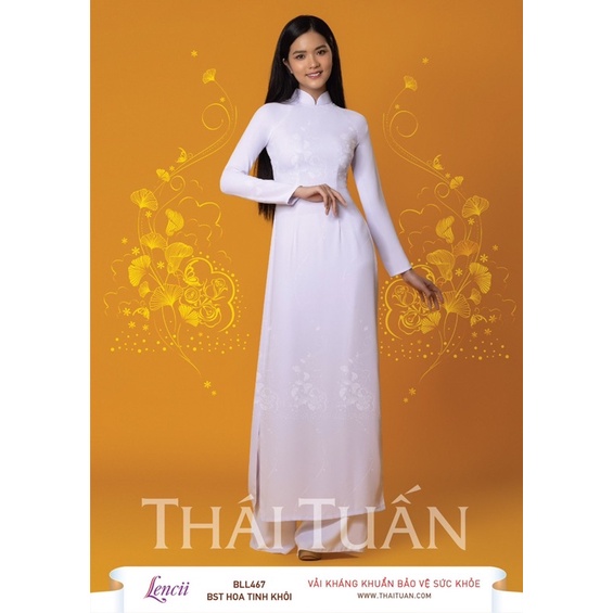 Áo dài trắng lụa lencii Thái Tuấn học sinh đi học may sẵn truyền thống