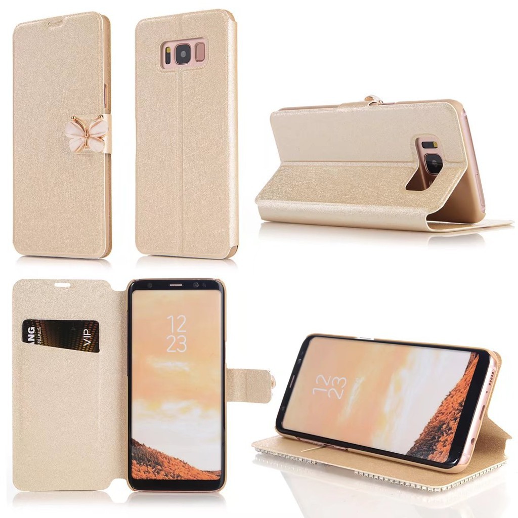 Bao da kim tuyến đính bươm bướm trang trí cho Samsung Note 5 8