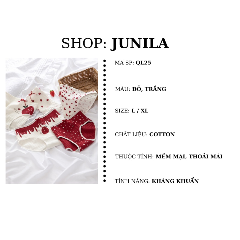 Quần lót nữ cotton cao cấp in hình dâu tim cute đáng yêu QL25 | BigBuy360 - bigbuy360.vn