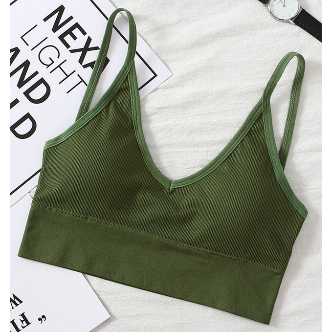 Áo ngực nữ cổ chữ V màu trơn quyến rũ thời trang