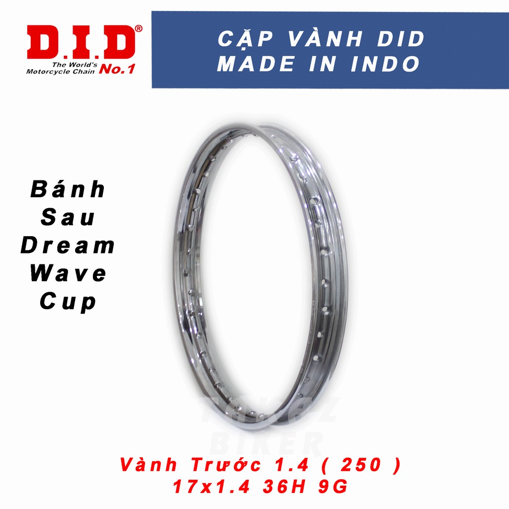 B1 Vành DID 1.2  - 1.4  hoặc 1.6  trước sau Dream - Wave 100 - Future - RS - Future 125 made in indonesia