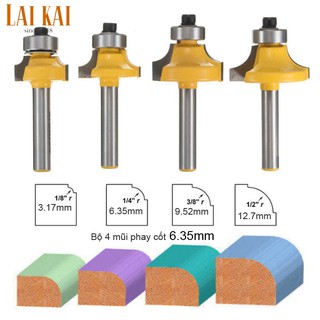 Mũi phay bo tròn cạnh - Bộ 4 mũi