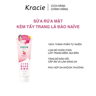 [3-5.3 Giảm 30%] Sữa rửa mặt kèm tẩy trang 2in1 Naive Nhật bản chiết xuất lá đào/ trà xanh 200g