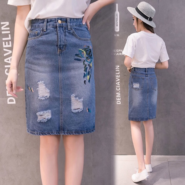 Chân váy bò chữ A dáng dài | BigBuy360 - bigbuy360.vn